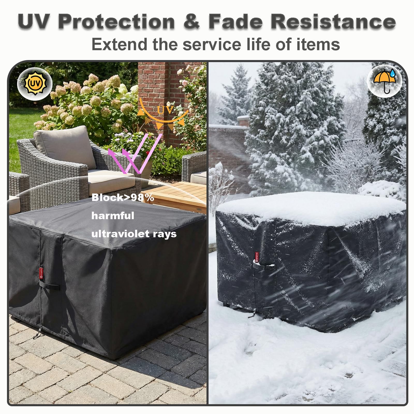 SheeChung Fire Pit Cover laid flat showing dimensions