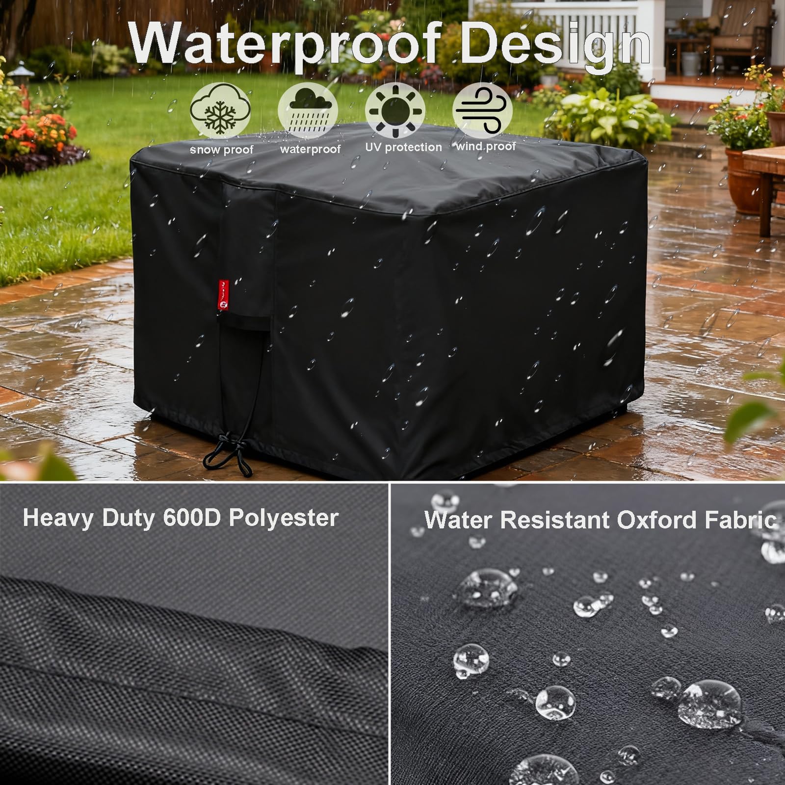 SheeChung Fire Pit Cover showing buckles and stitching detail