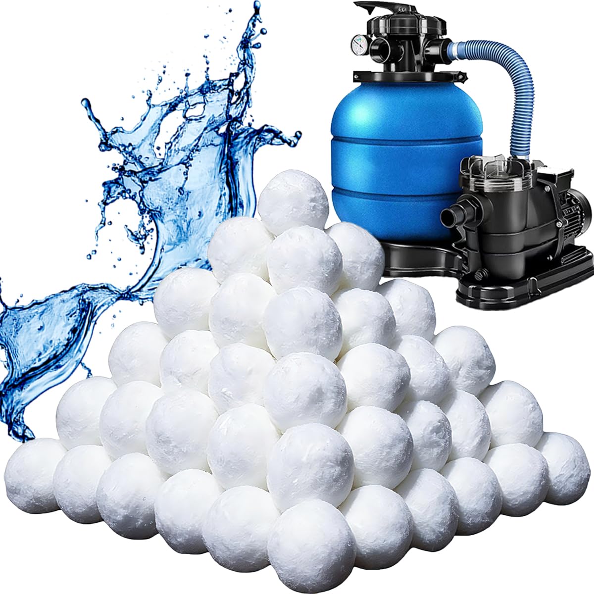 Shelprojsu 3.1 lbs Pool Filter Balls front view
