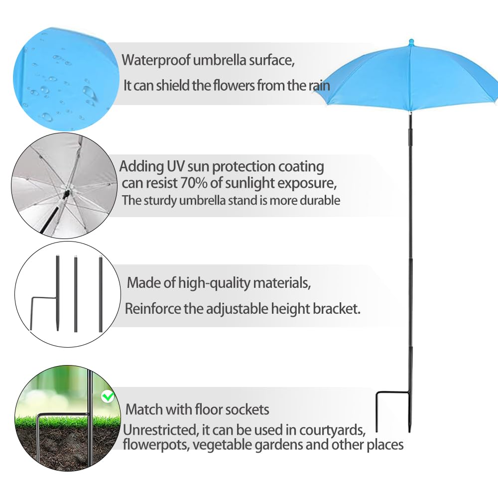 Shepherd hook attached to Vorriop plant umbrella for added functionality