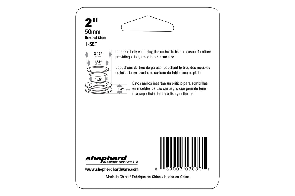 Shepherd umbrella hole ring and cap set displayed with umbrella