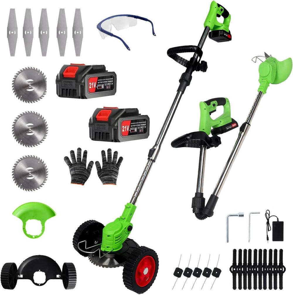 SHGYMY Electric Weed Wacker front view with two batteries