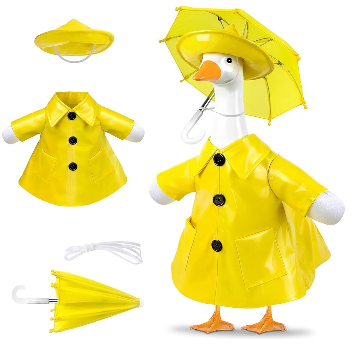 Shilkare raincoat porch goose outfit set with umbrella and hat in yellow