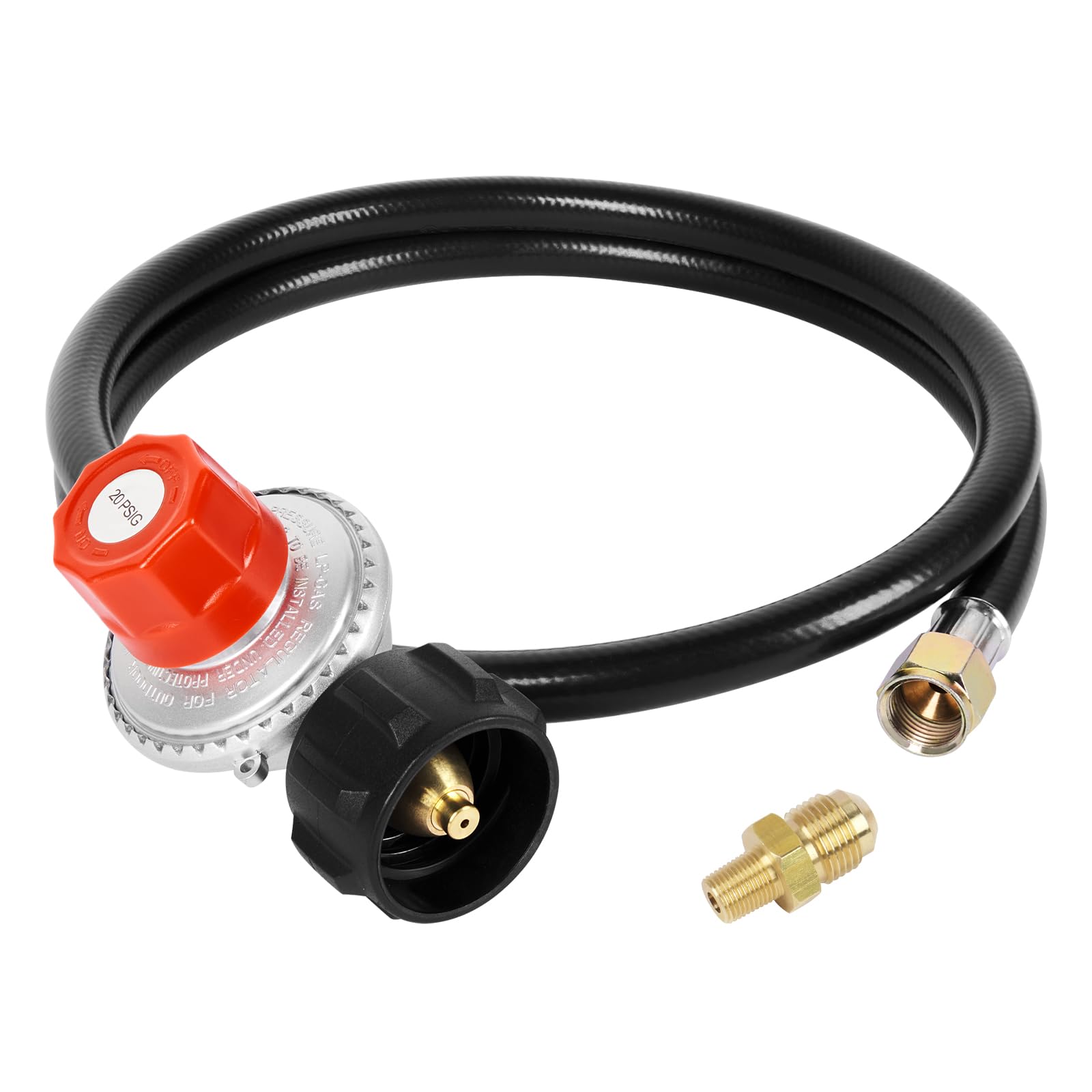 SHINESTAR 0-20 PSI Adjustable Propane Regulator with Hose, Red