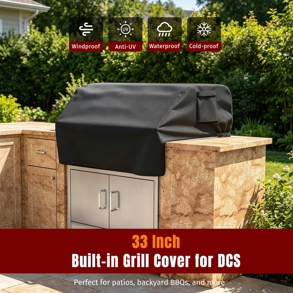 SHINESTAR 32 Inch Grill Cover showing adjustable side buckles