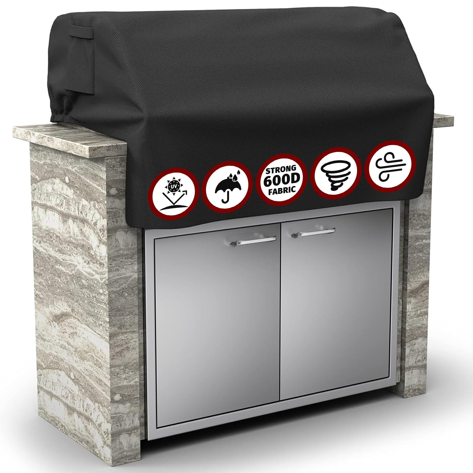 SHINESTAR 37-inch built-in grill cover front view in heavy duty black