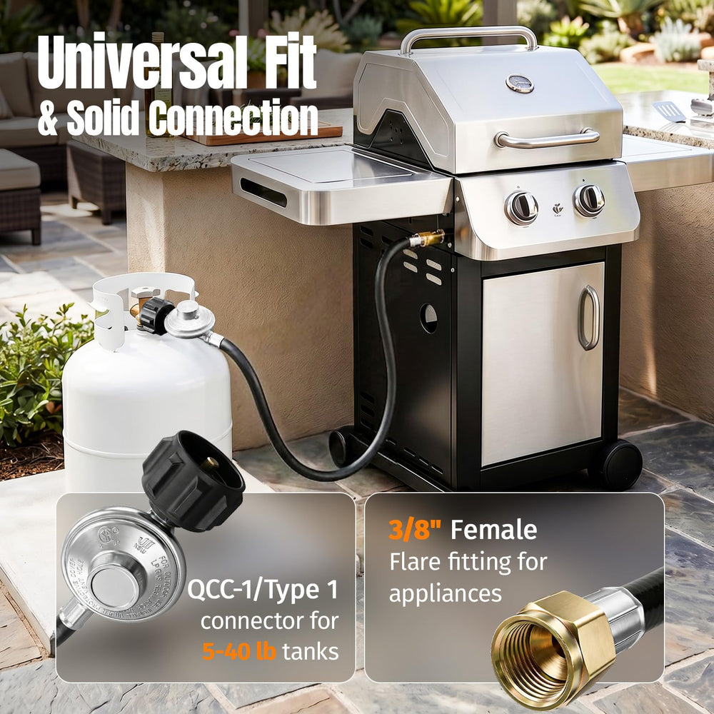 SHINESTAR 5 FT Gas Grill Regulator with hose attached