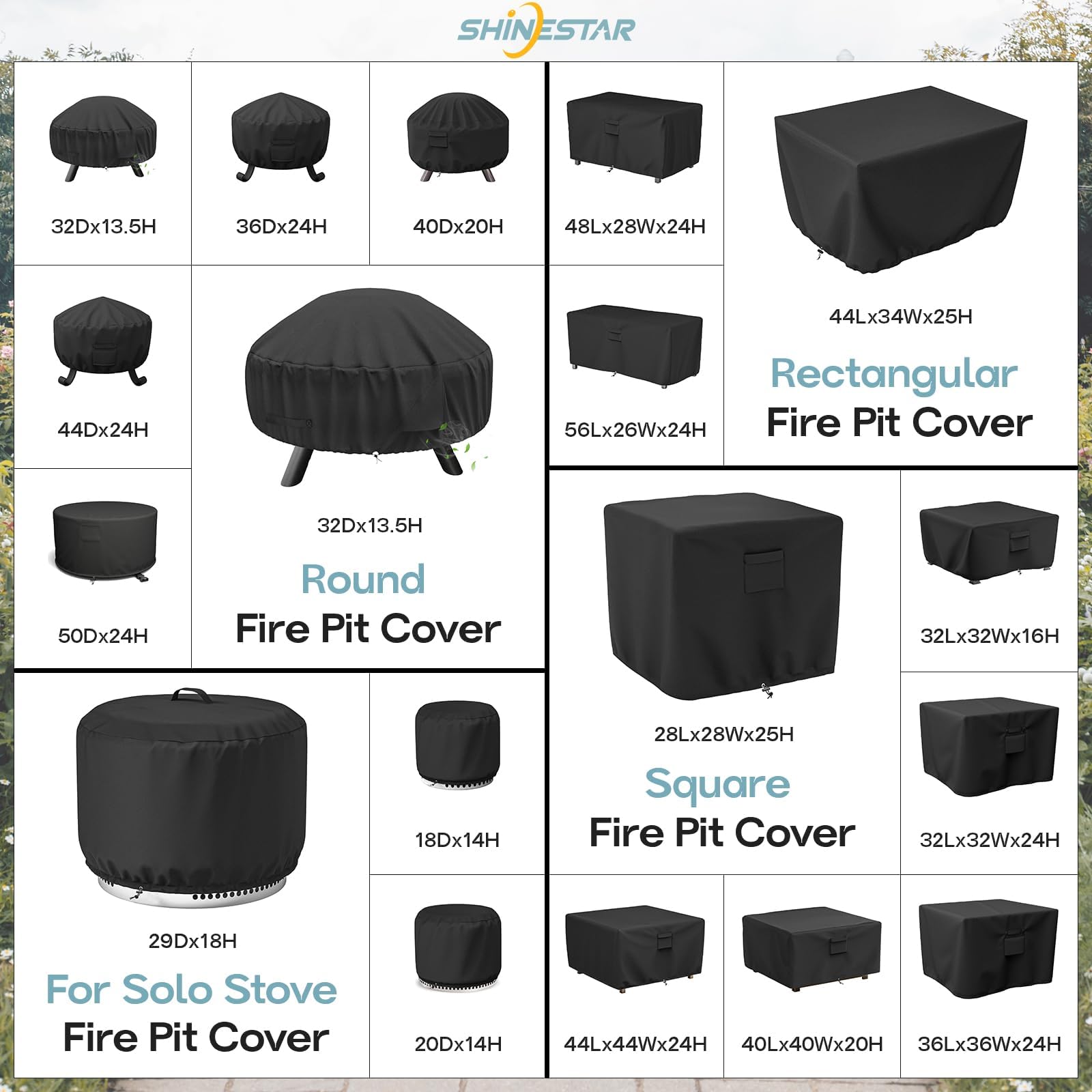 SHINESTAR Fire Pit Cover packaging display