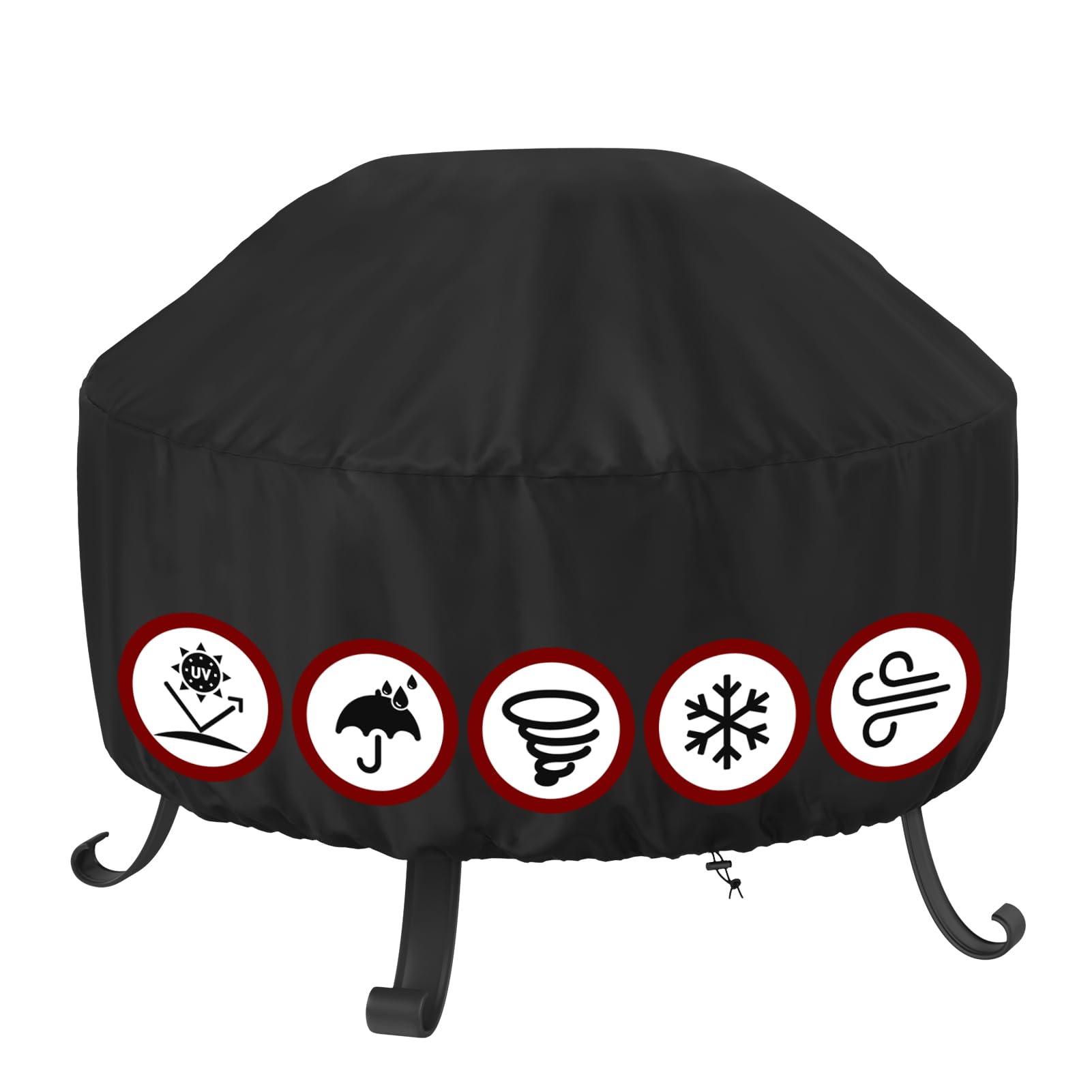 SHINESTAR Fire Pit Cover Round 36 In black front view