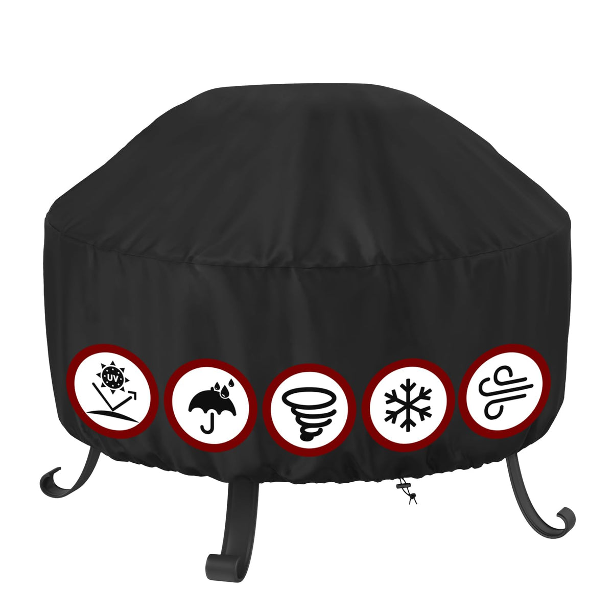 SHINESTAR Fire Pit Cover Round 36 In black front view