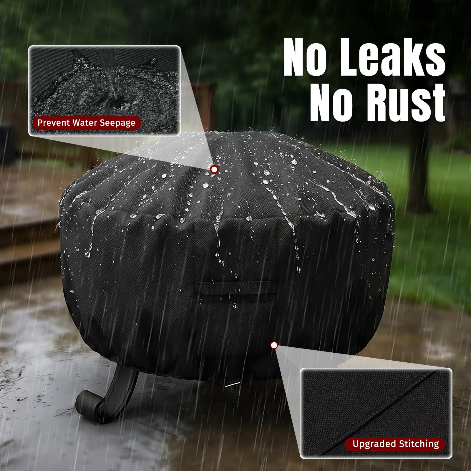 SHINESTAR Fire Pit Cover Round 36-inch adjustable drawstring