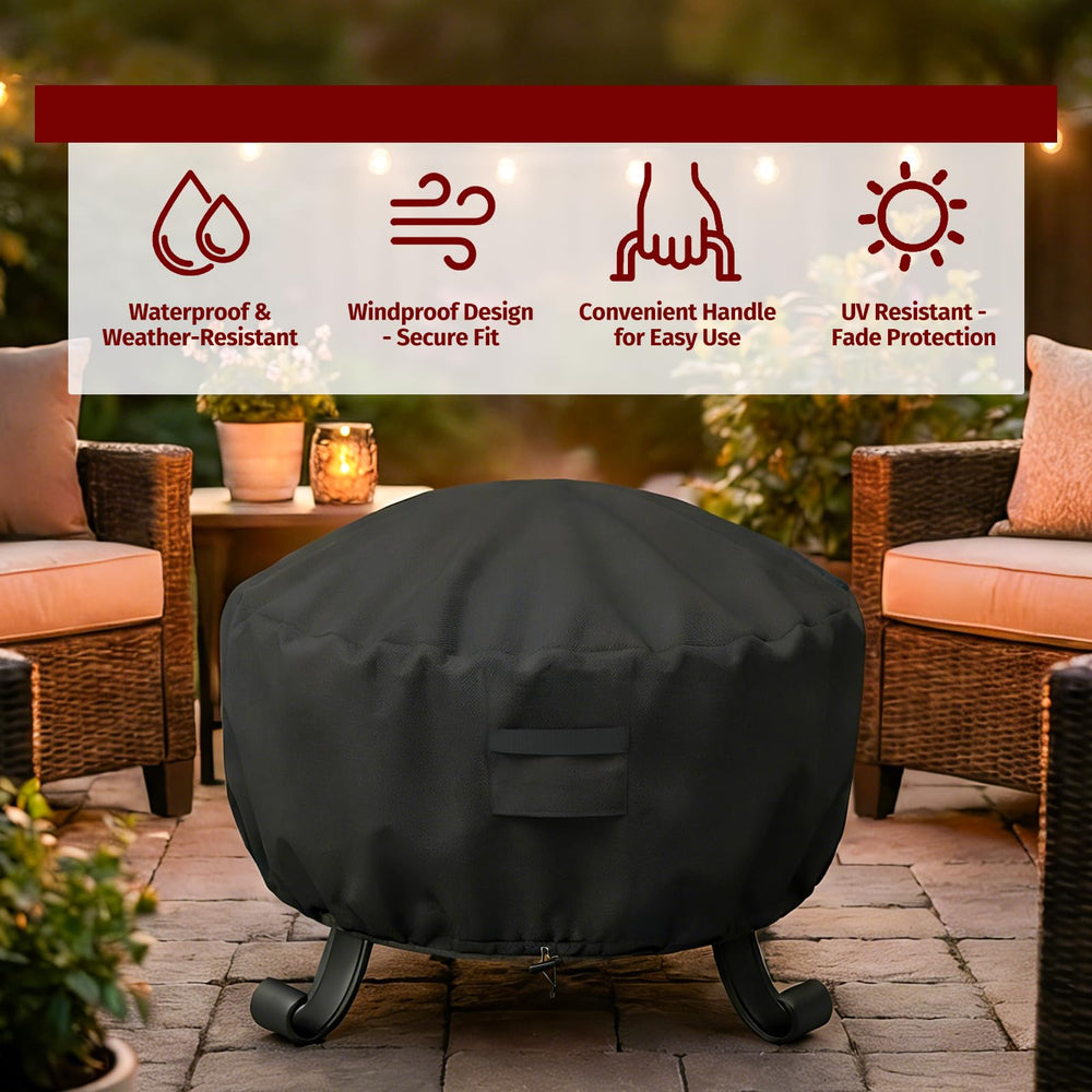 SHINESTAR Fire Pit Cover Round 36-inch on fire pit