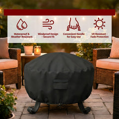 SHINESTAR Fire Pit Cover Round 36-inch on fire pit