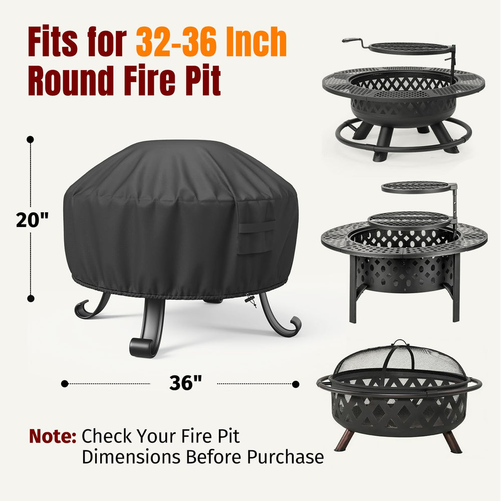 SHINESTAR Fire Pit Cover Round 36-inch side view
