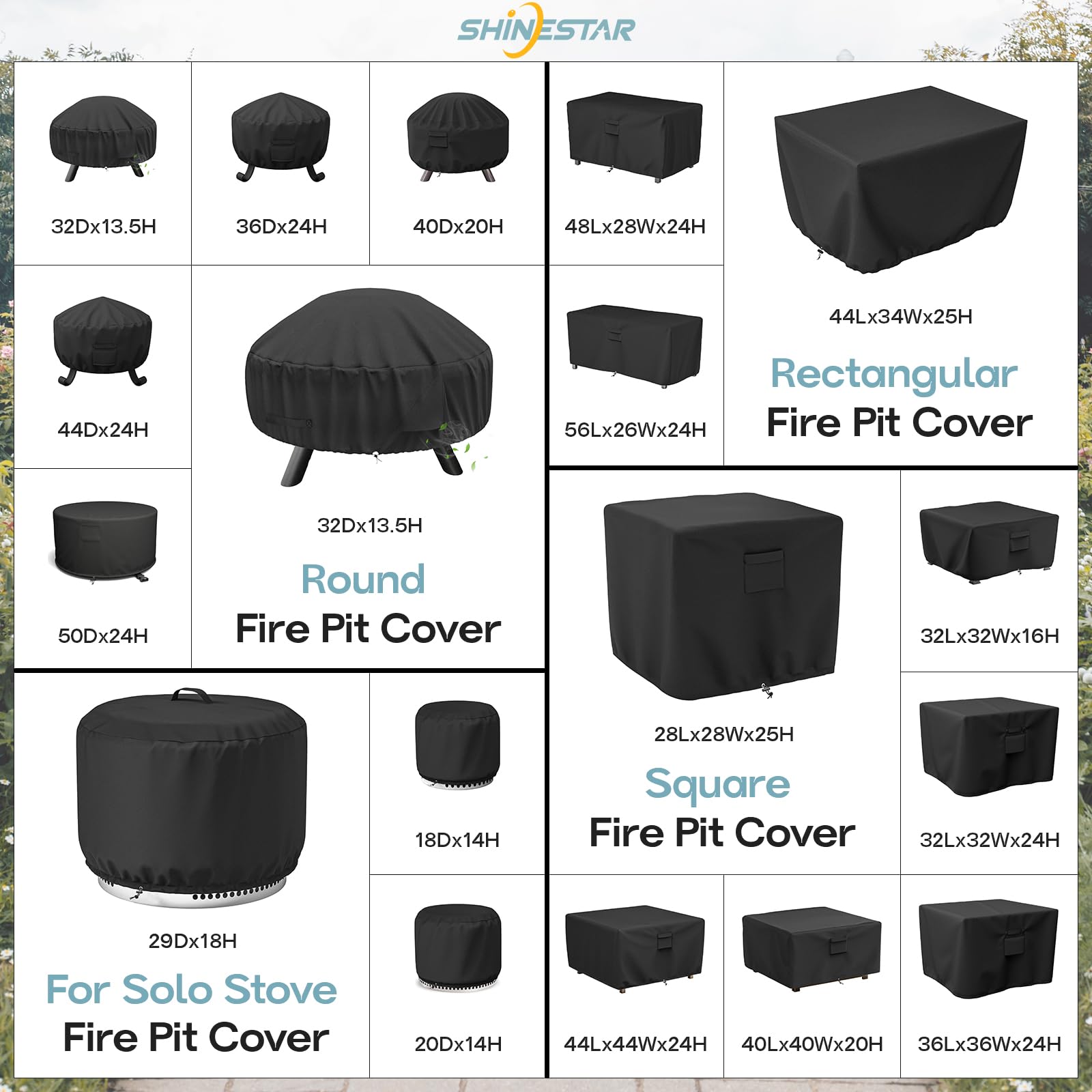 SHINESTAR fire pit cover with fire pit setup in backyard