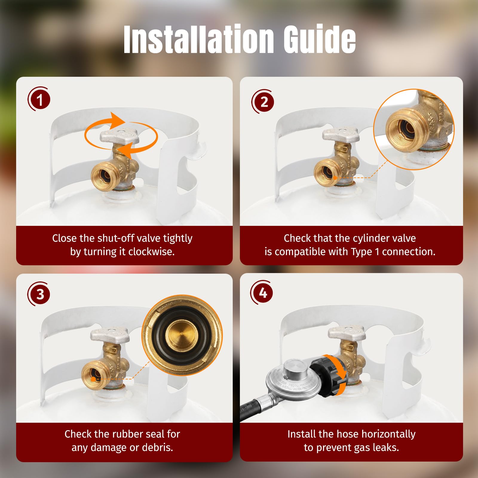 SHINESTAR gas regulator setup with propane tank