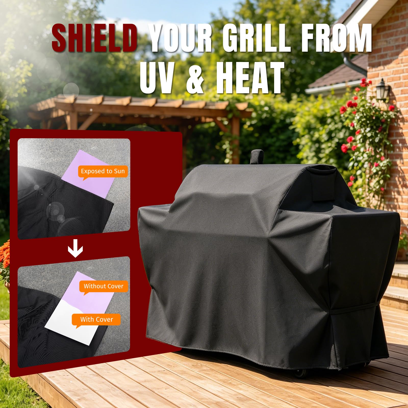 SHINESTAR Grill Cover displayed with cleaning cloth