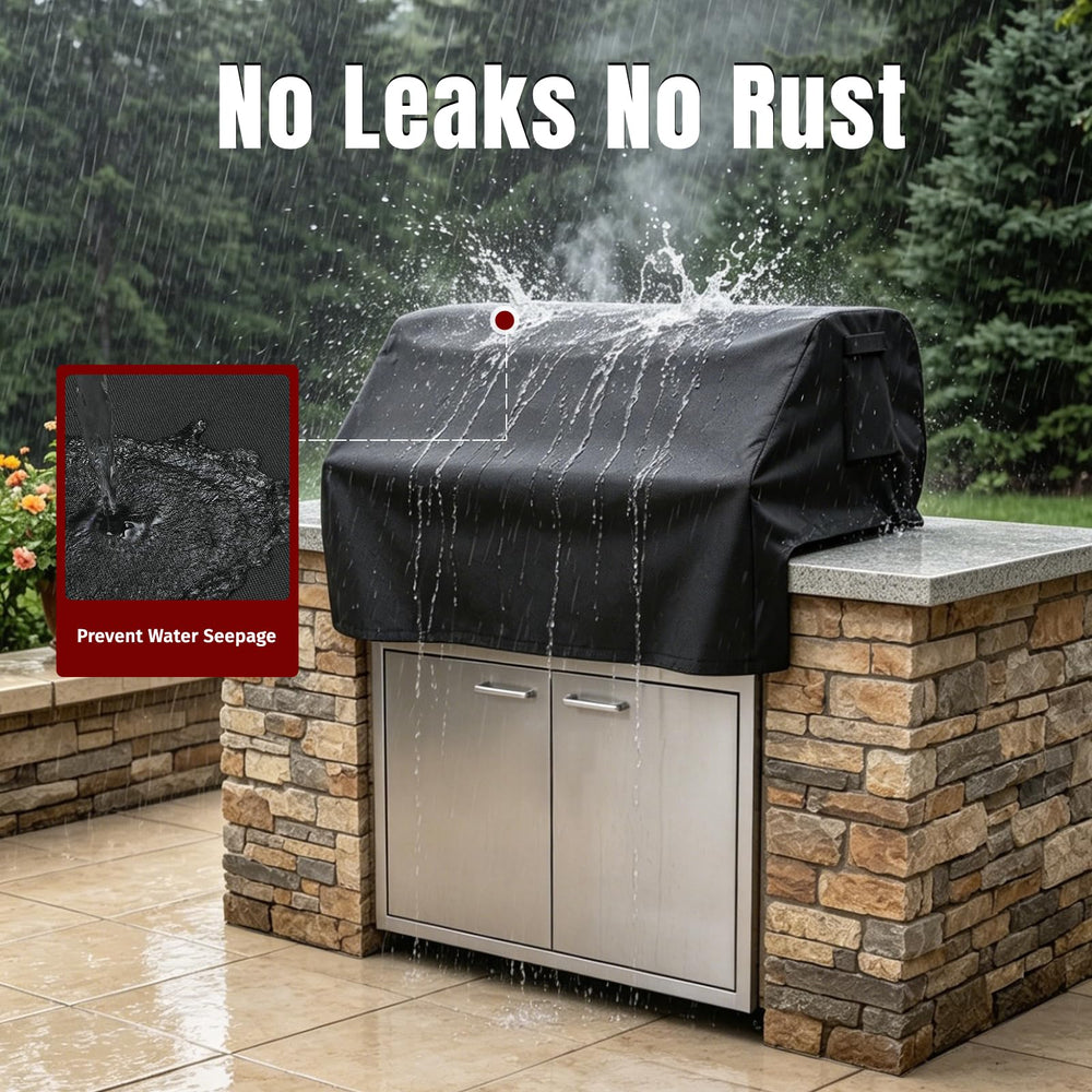 SHINESTAR grill cover on a built-in grill in outdoor setting