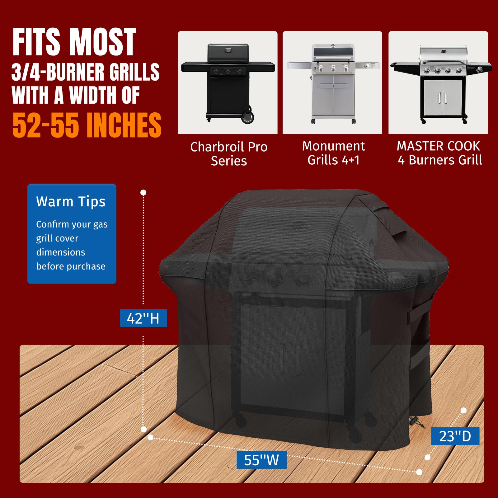 SHINESTAR Grill Cover side view with straps