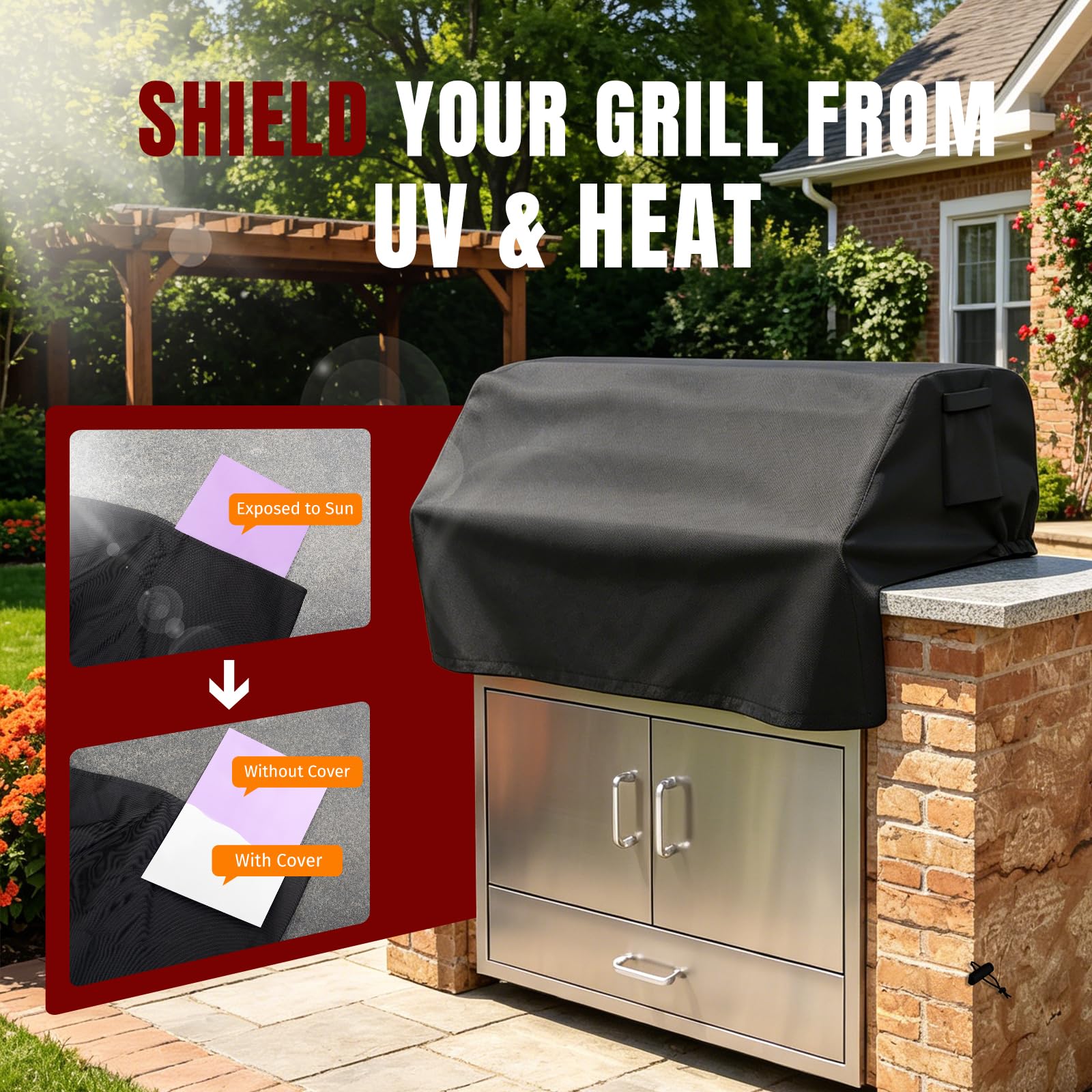 SHINESTAR Grill Cover with built-in handles for easy installation