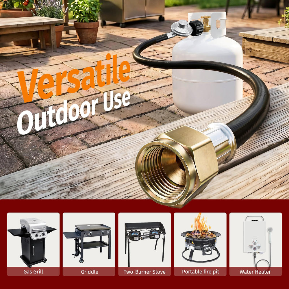 SHINESTAR propane regulator attached to grill
