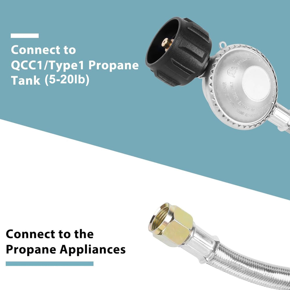 SHINESTAR propane regulator back view showing connectors