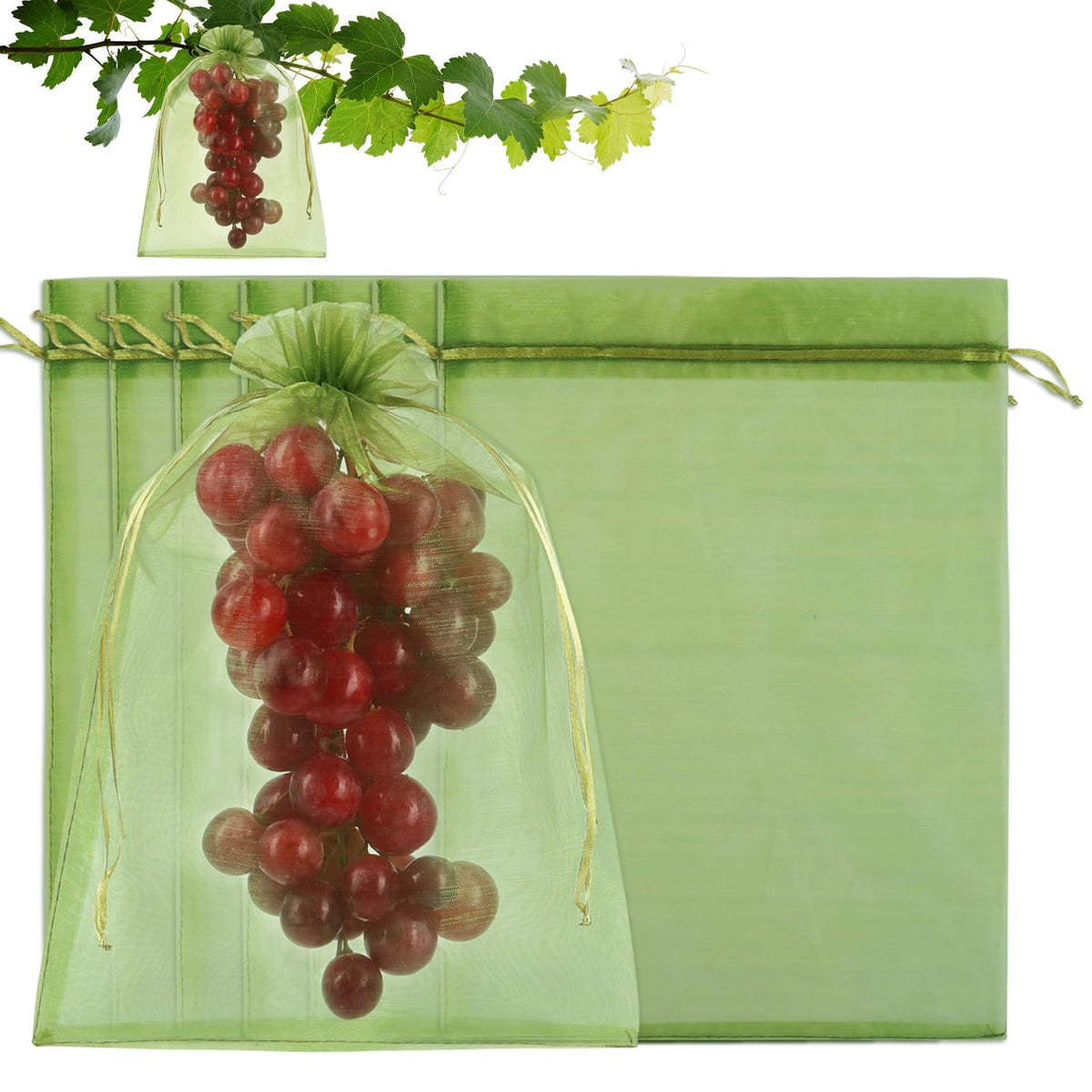 Shintop Fruit Protection Bags pack of 100, green organza netting