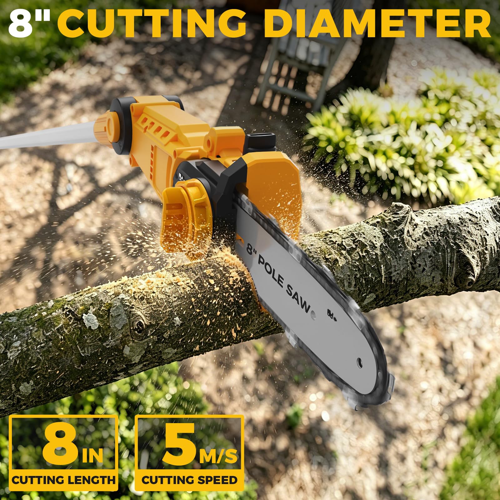 shoho Cordless Pole Saw in use for pruning trees