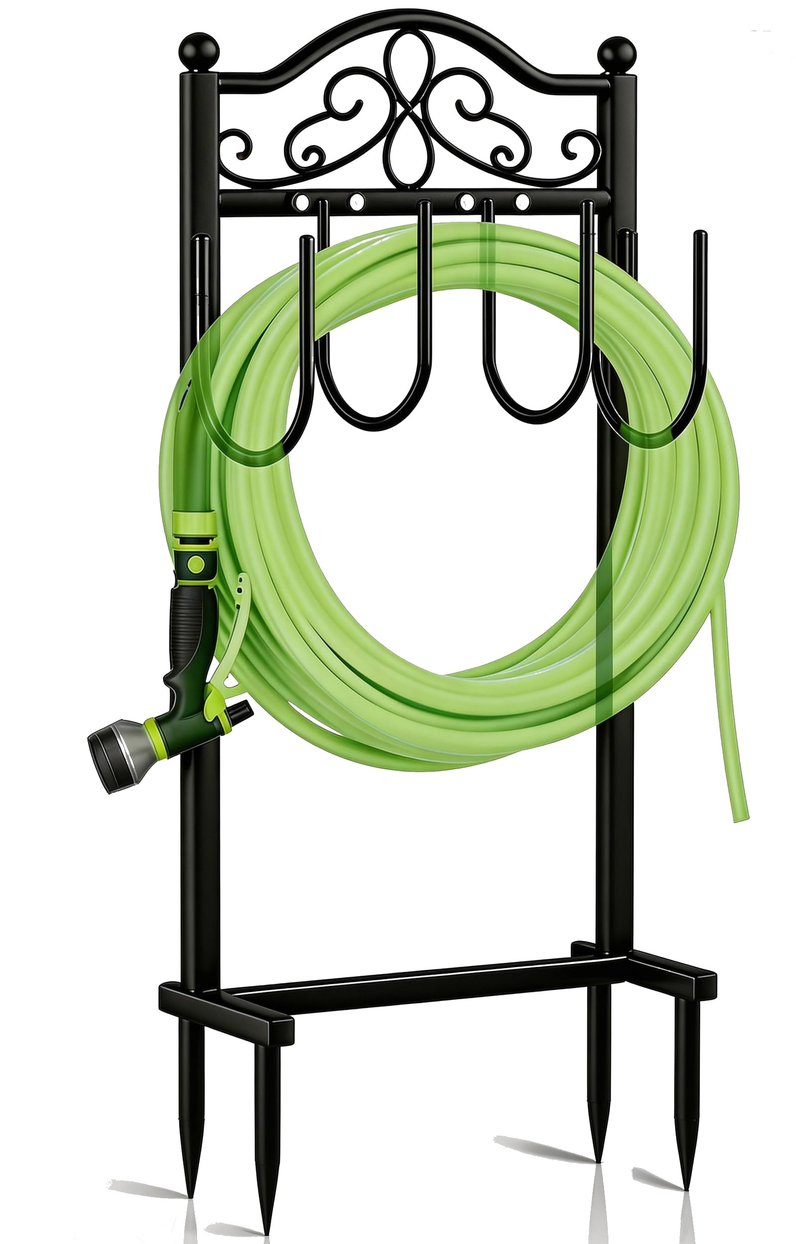Shomextol Garden Hose Holder front view with bright orange finish