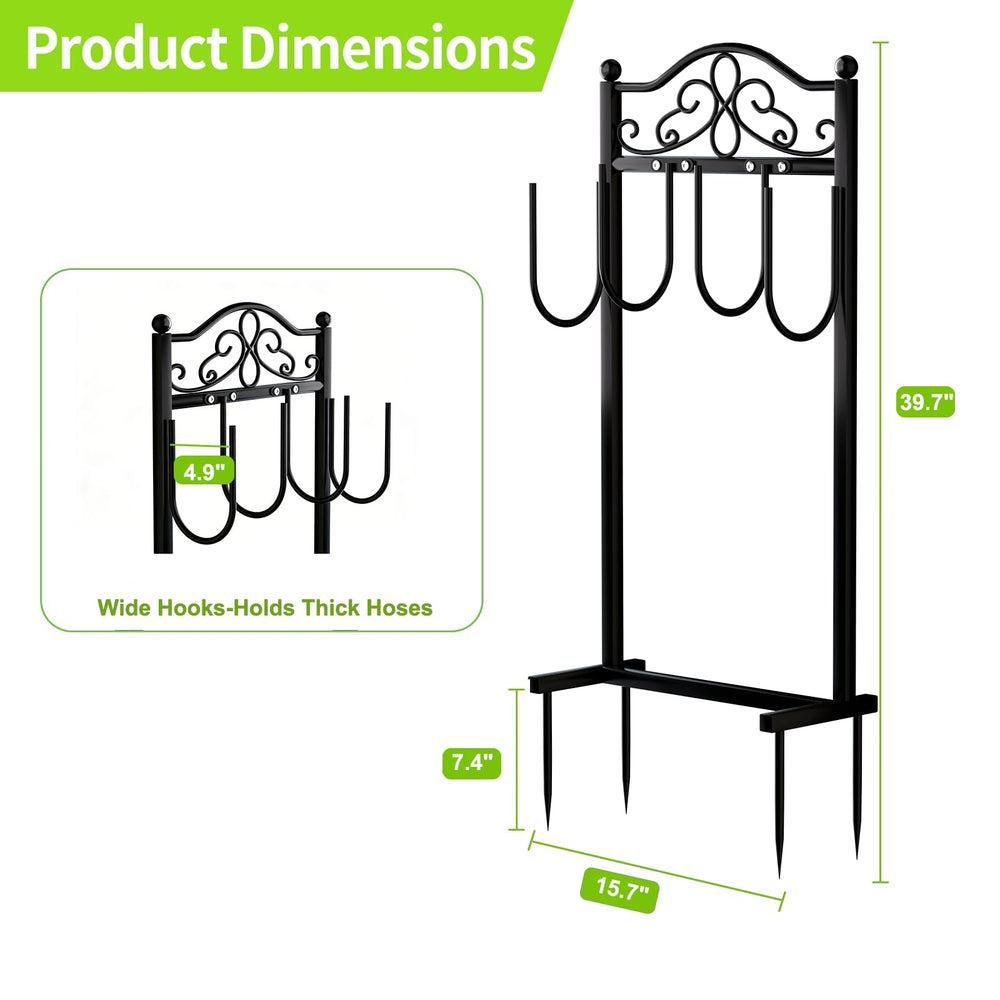Shomextol Garden Hose Holder side view displaying sturdy metal construction