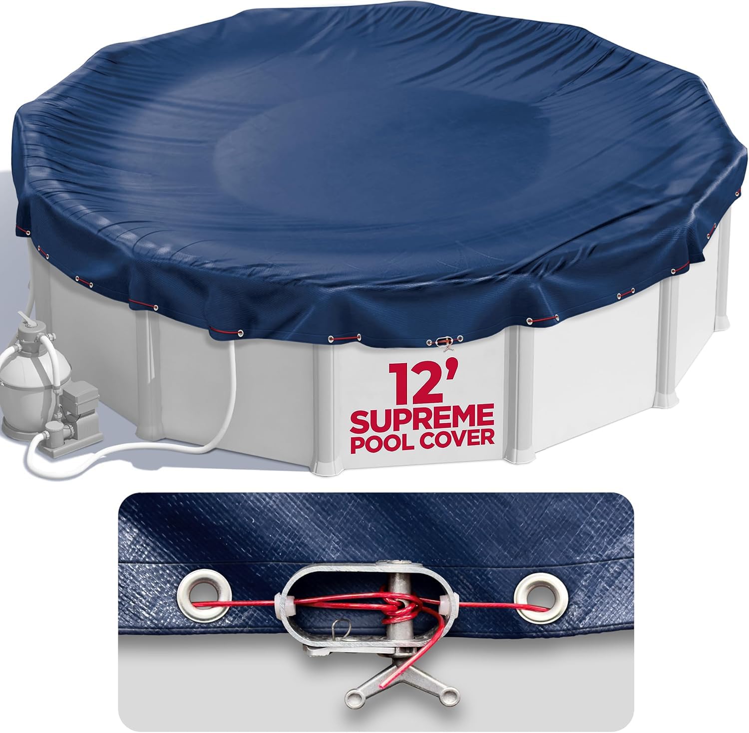 Shop Square 12 ft Round Winter Pool Cover navy blue front view