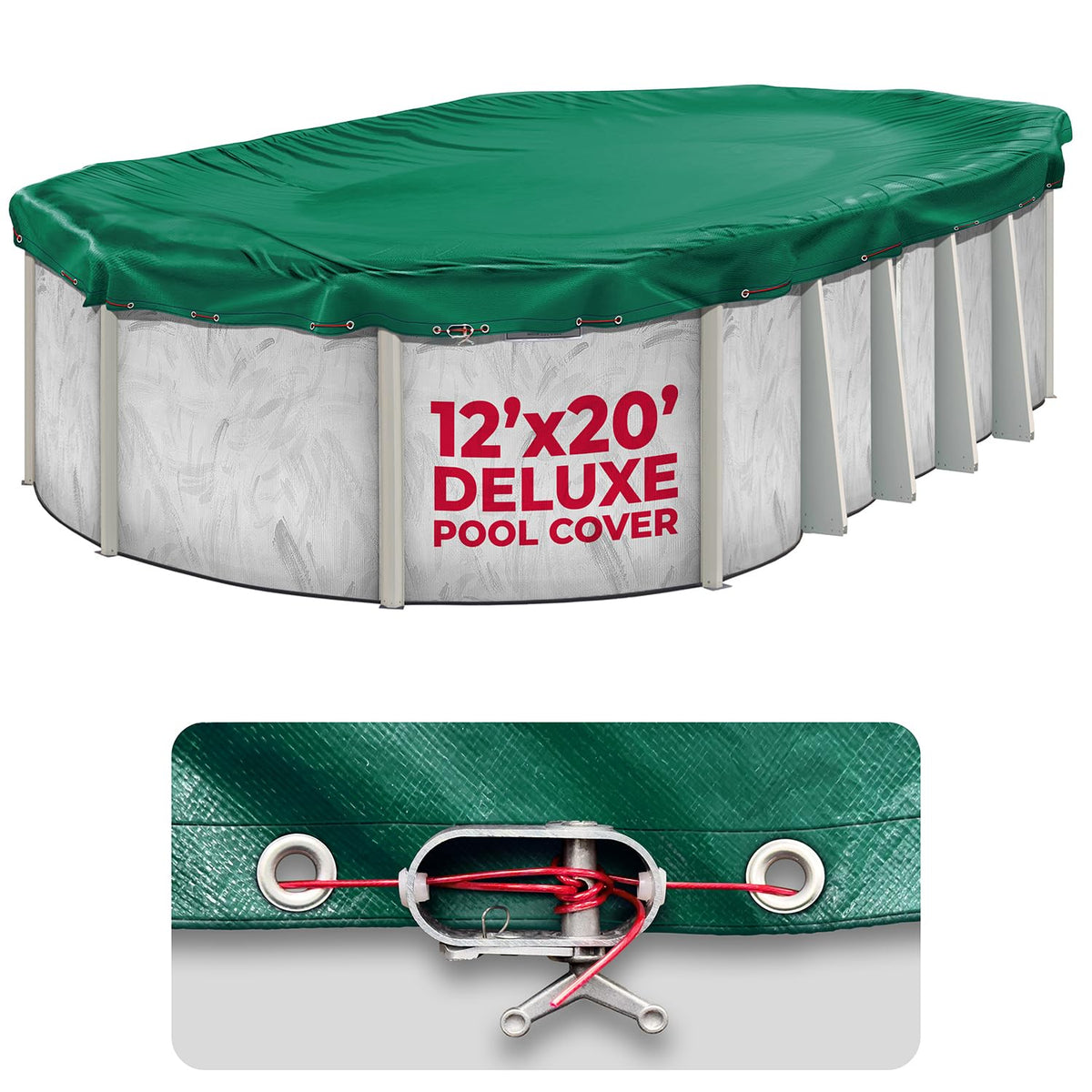 Shop Square 12x20 ft oval winter pool cover in green