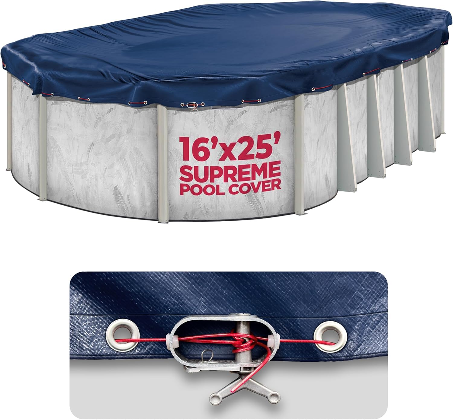 Shop Square 16x25 ft Oval Winter Pool Cover Navy Blue front view