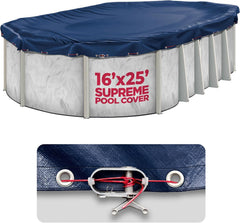 Shop Square 16x25 ft Oval Winter Pool Cover Navy Blue front view