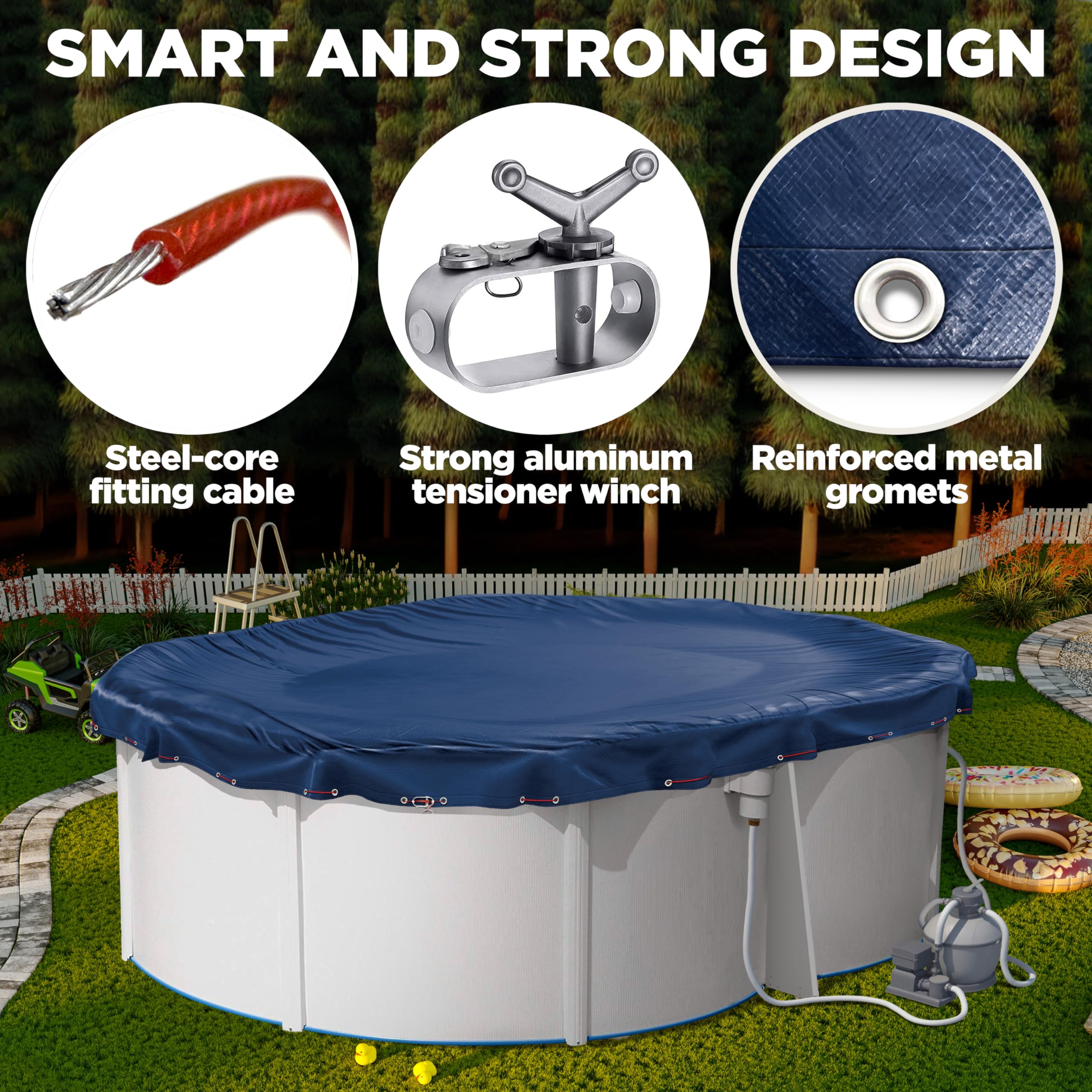 Shop Square pool cover packaging with specifications