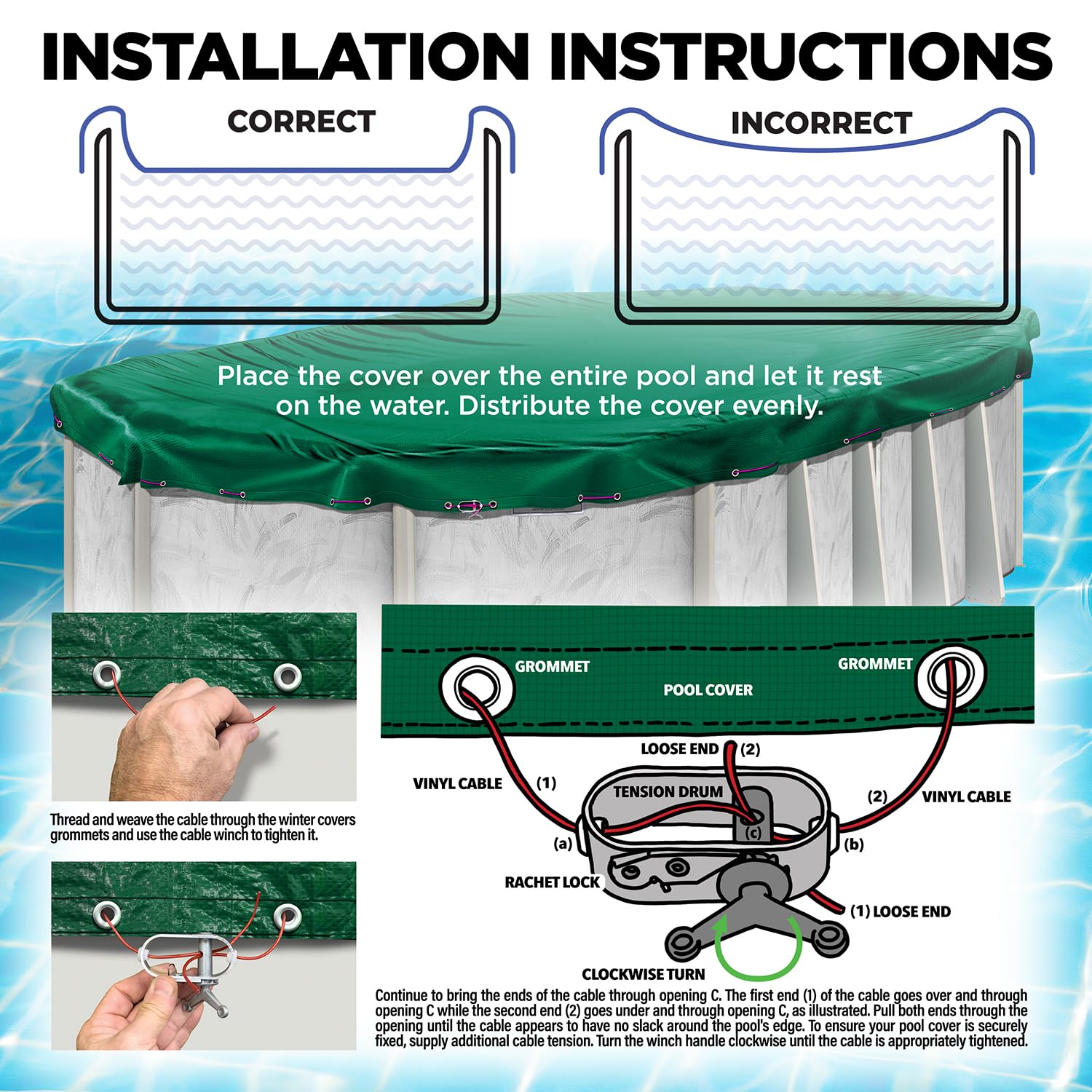 Shop Square winter pool cover set up on an above ground pool