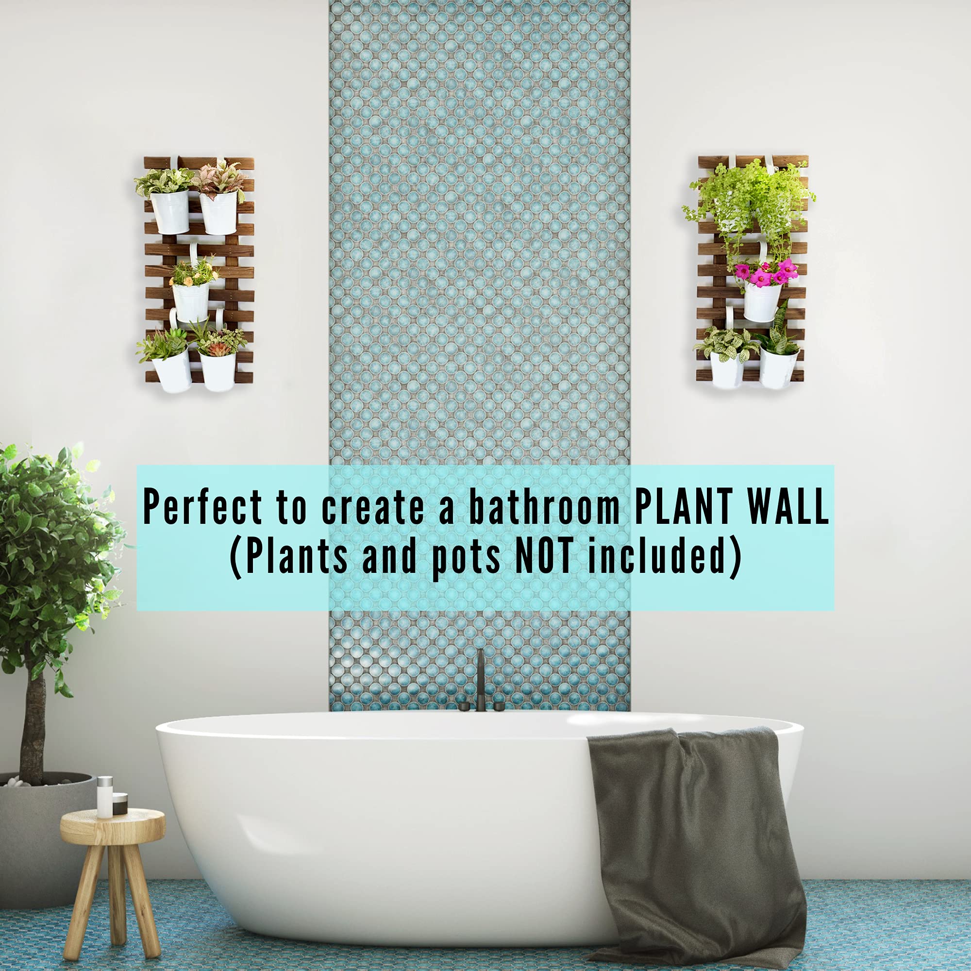 ShopLaLa Wall Planters 60cm dark brown wood with plants