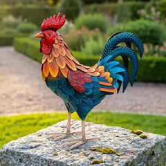 Shorayn Metal Rooster Statue back view