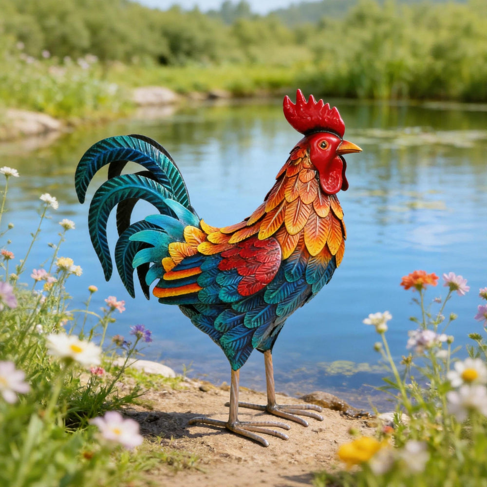 Shorayn Metal Rooster Statue easy assembly parts