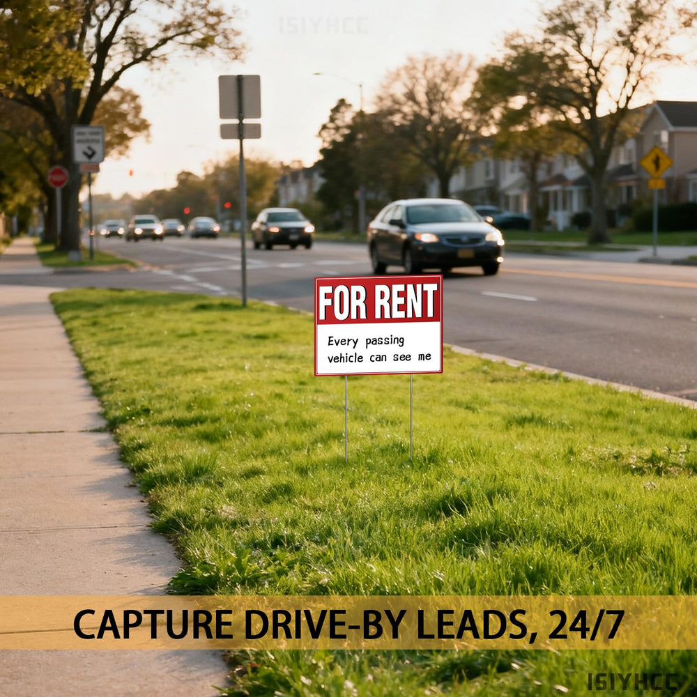 Showing both ISIYHCC for rent signs in outdoor setting