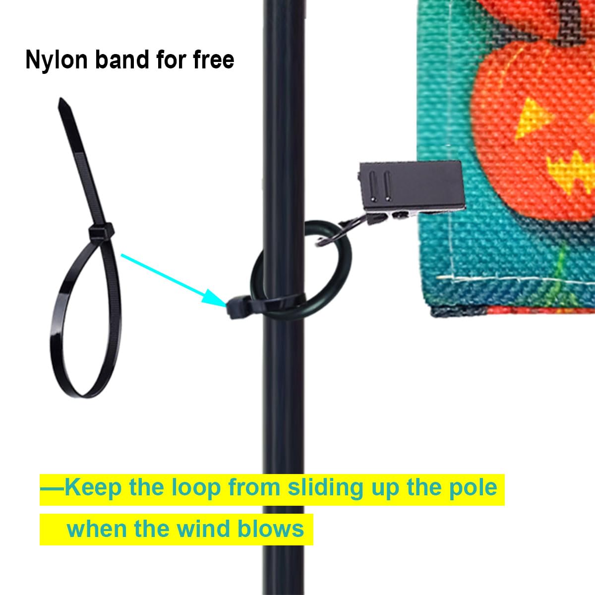 Showing different sizes of C clamps for flag poles