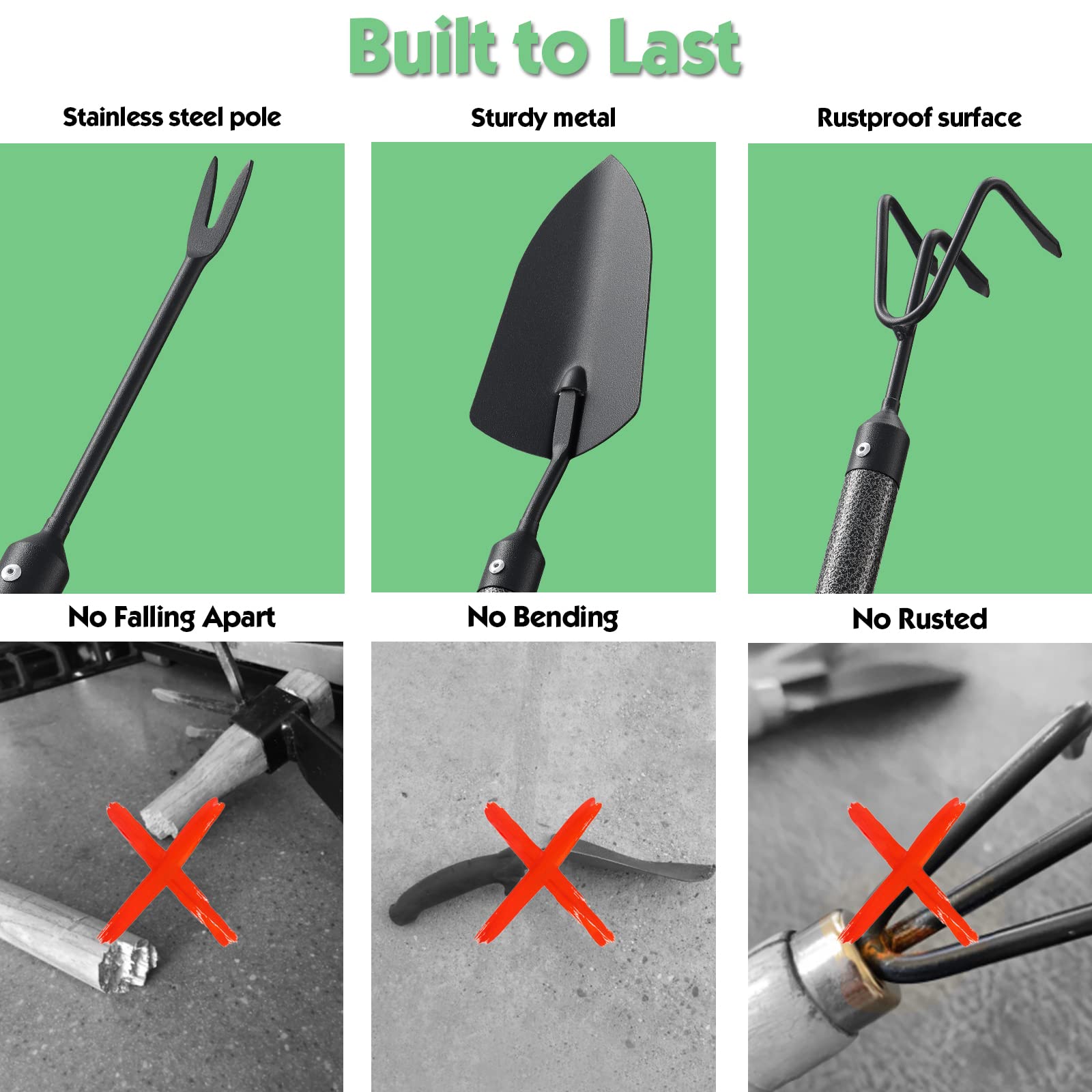 Showing the extended handle of the INFLATION Garden Tools