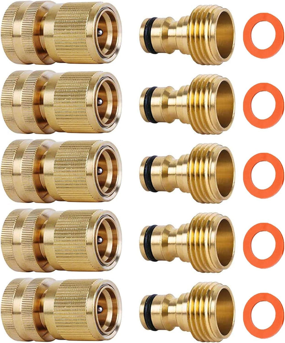 SHOWNEW 3/4 inch brass quick connect hose fittings set front view