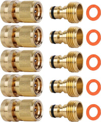 SHOWNEW 3/4 inch brass quick connect hose fittings set front view