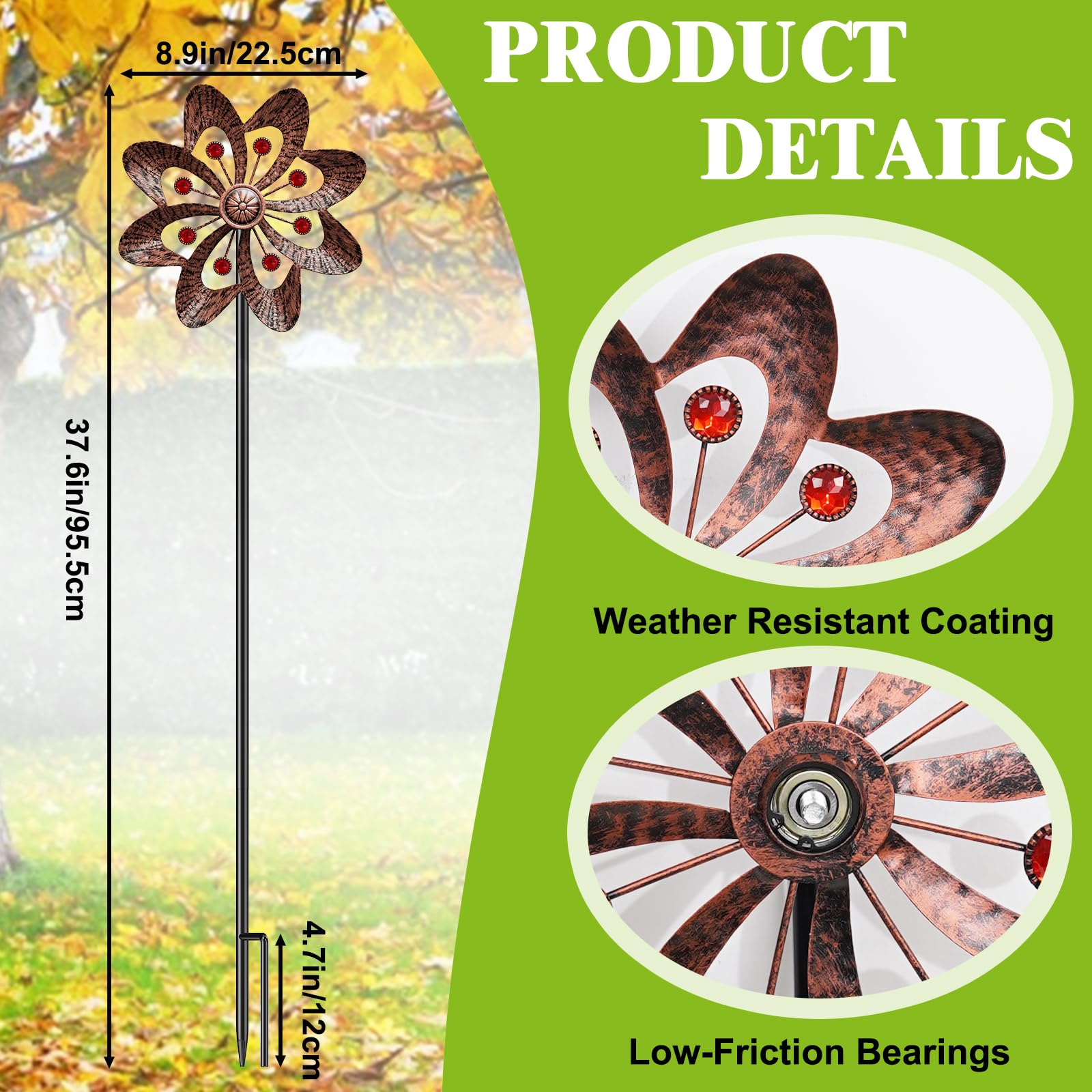 SHUONIVS wind spinner rotating in garden setting