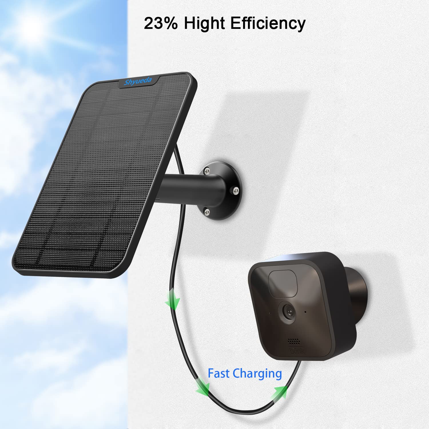 Shyueda solar panel mounted on a wall outdoors