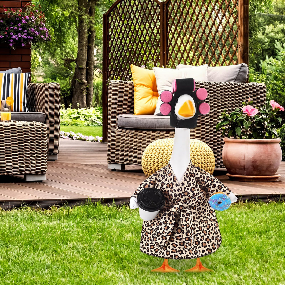 Shyyween Lady Porch Goose Outfit on a 23-inch lawn goose