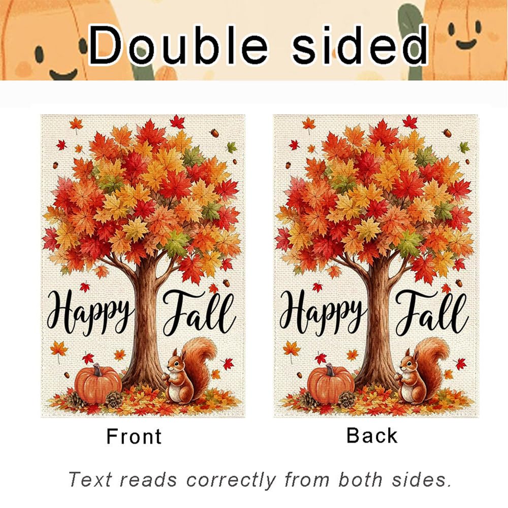 Side angle of ARGOOGFG Happy Fall Garden Flag showcasing autumn colours