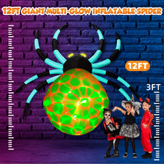 Side view of 12FT inflatable spider showing sharp claws