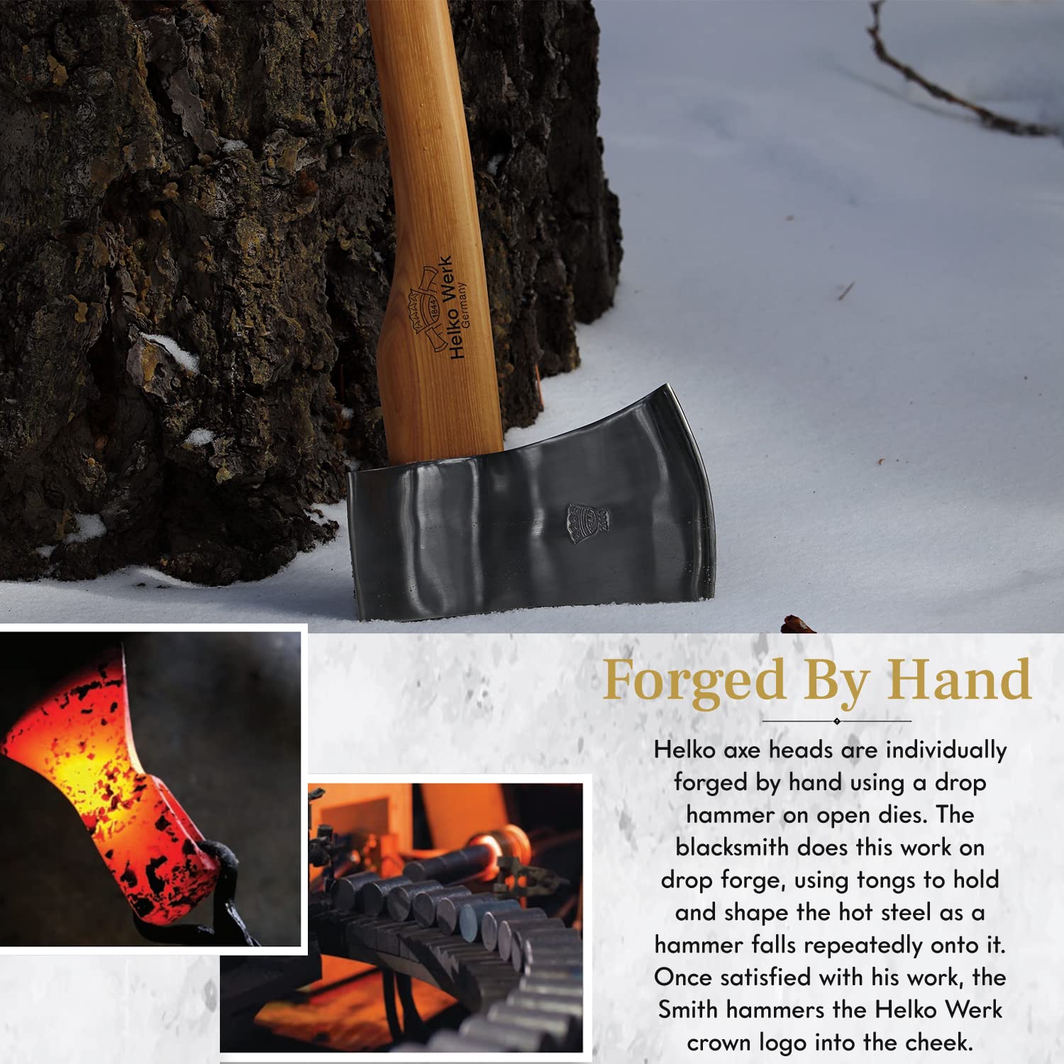 Side view of 1844 Helko Werk Expedition Axe handle